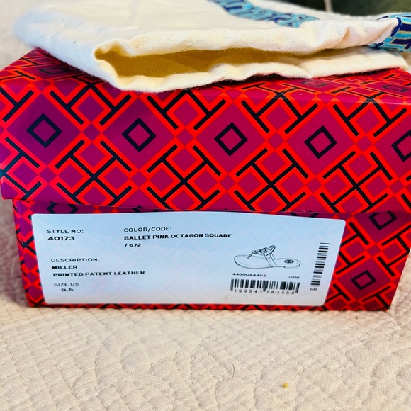 NWB Ballet Pink Octagon square printed patent leather Tory Burch Miller 9.5 - Picture 5 of 7